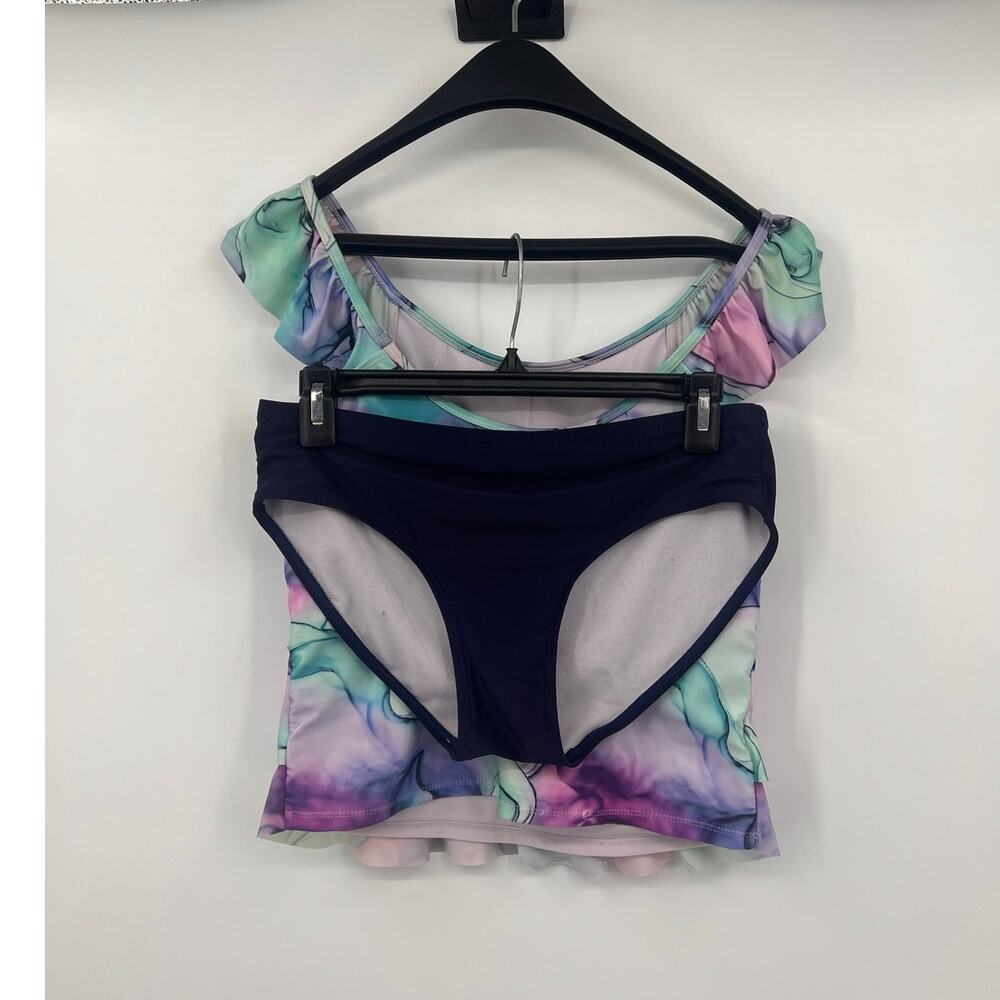 Justice Girls Adolescent Swimsuit 2 Piece XL Nautical Beachy Vacation Summer